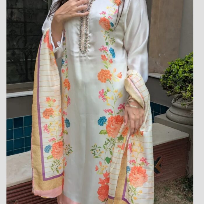 White Floral Silk
